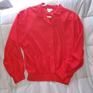 Lauren Lee Button Up Blouse Long Sleeve Elastic Waist and Wrists  0116
